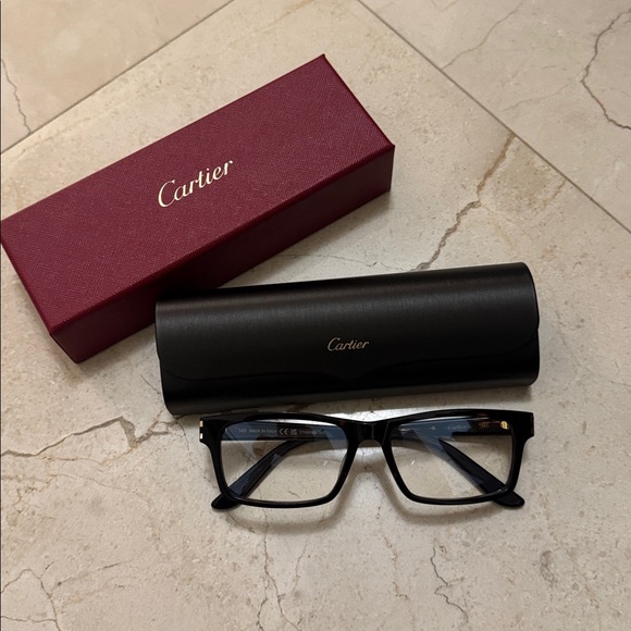 CARTIER Rectangle Eyeglasses CT0005O 002/005 Havana Full Rim Clear Lenses 55mm - Picture 1 of 9